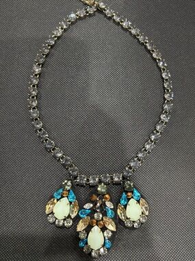 Crystal Sparkle Statement Necklace in Clear and Blue